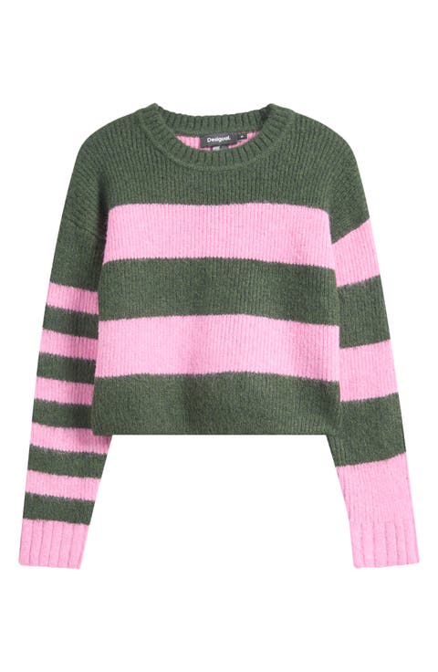 Stripe Flat Knit Thick Gauge Sweater