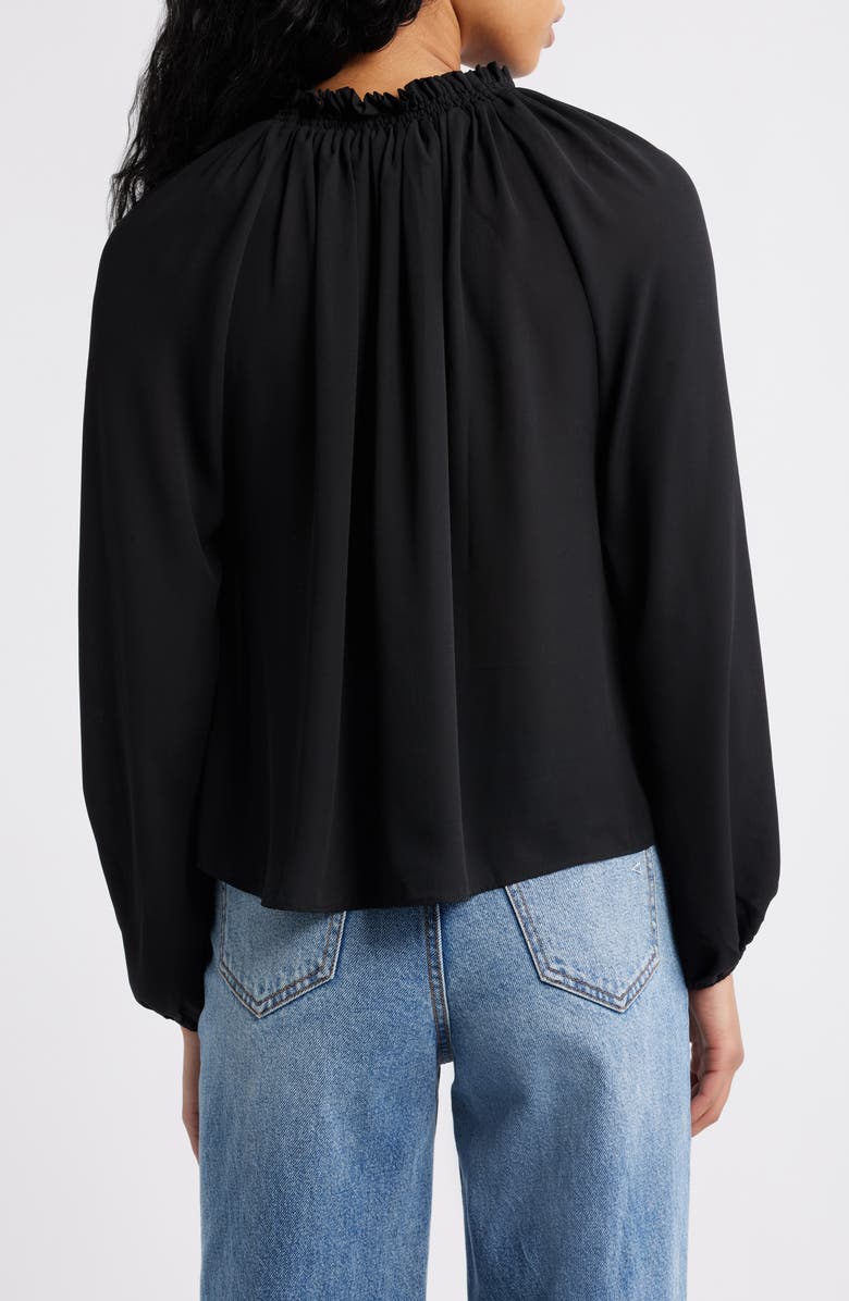 Madewell Long-Sleeve Tie-Neck Top, Alternate, color, Jet Black