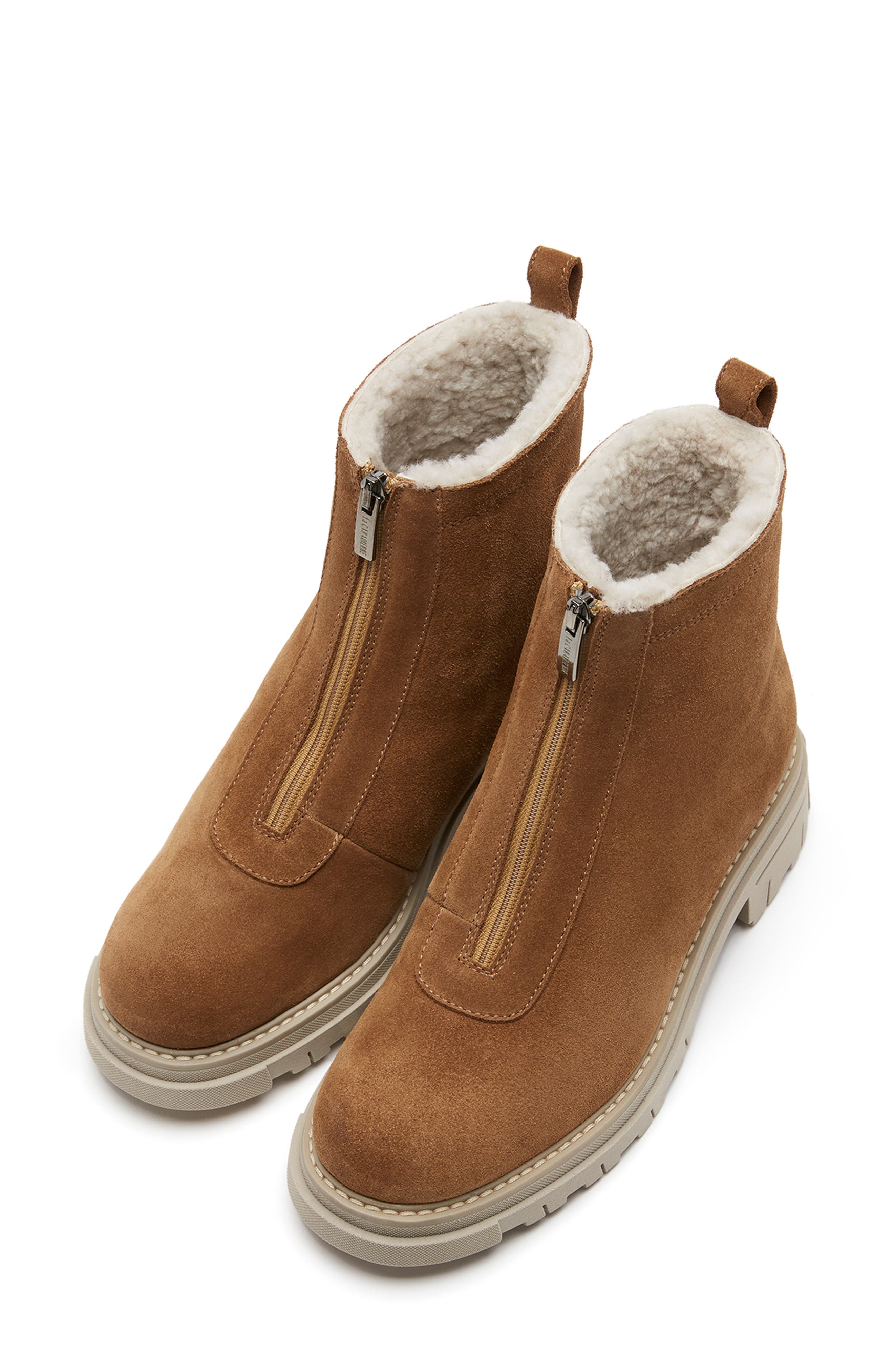 La Canadienne Delta Genuine Shearling Lined City Dry<sup>™</sup> Waterproof Bootie, Alternate, color, Toffee Suede