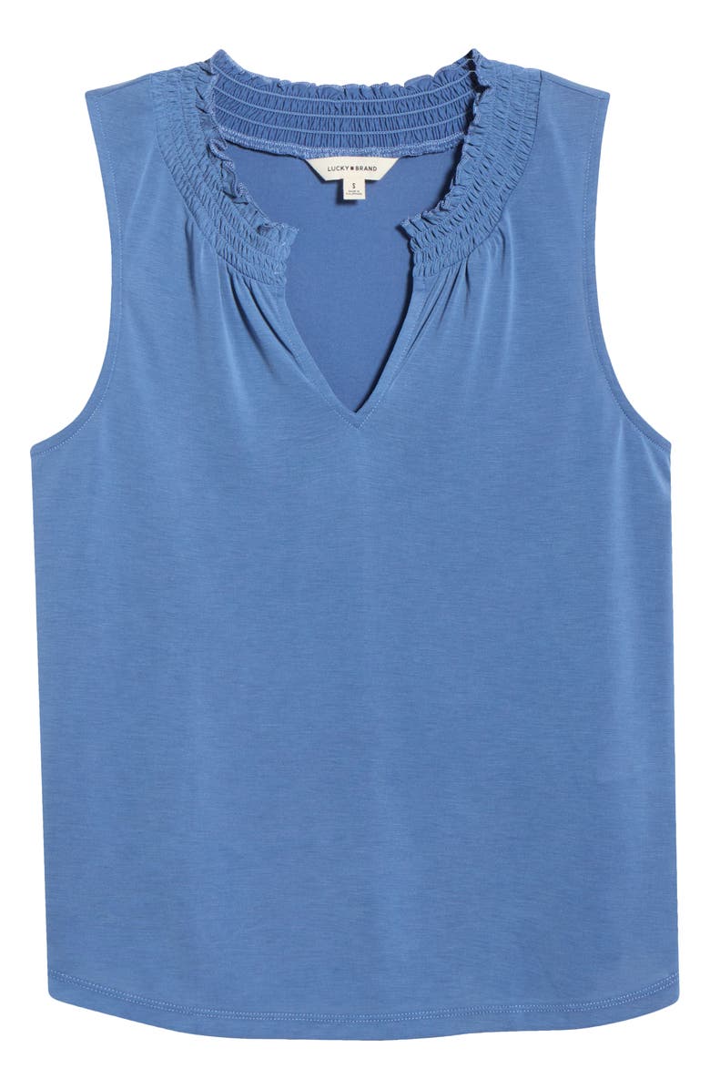 Lucky Brand Sandwash Smock Detail Knit Top, Main, color, True Navy