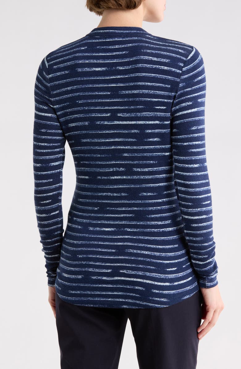 NZT by NIC+ZOE Sketched Stripe Cozy Long Sleeve Henley, Alternate, color, Indigo Multi