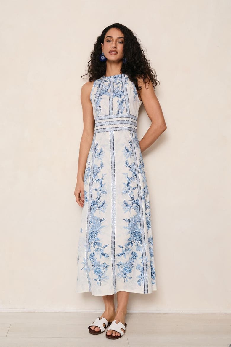 Lina White Dress, Main, color, White and Blue