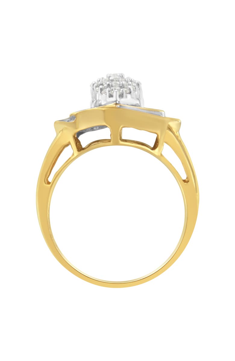 Haus of Brilliance 10K Yellow Gold 3/4 Cttw Diamond Cluster Ring, Alternate, color, Yellow Gold
