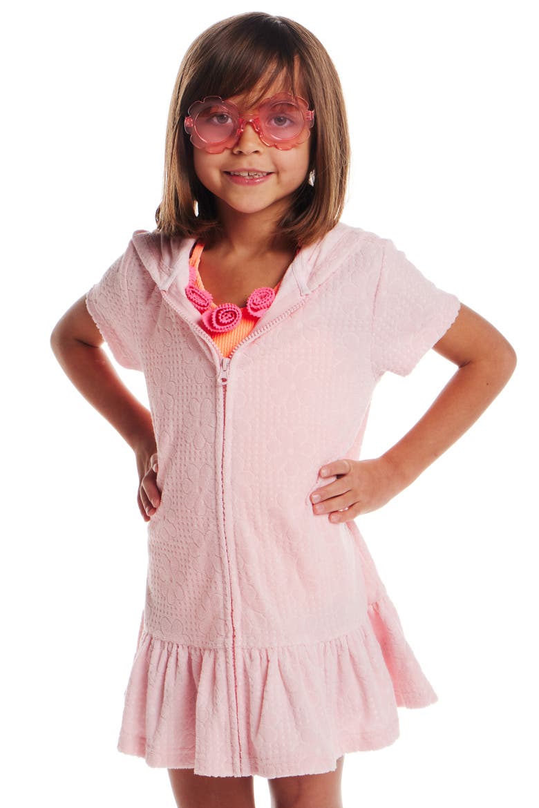 Kids' Hooded French Terry Cover-Up Dress, Alternate, color, PINK