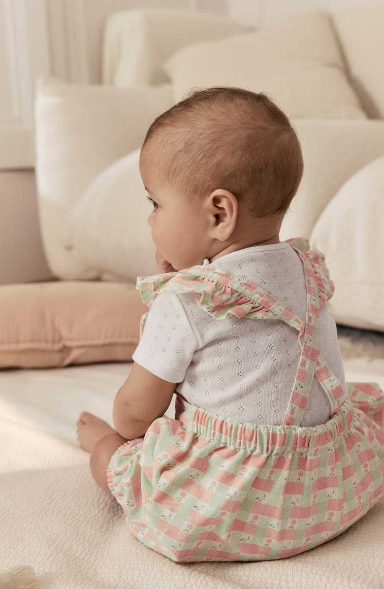 NEXT Pastel Gingham Frill Romper & Bodysuit Set, Alternate, color, Pink