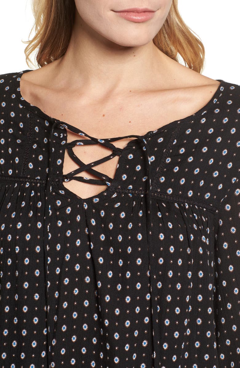 Caslon<sup>®</sup> Floral Print High/Low Peasant Blouse, Alternate, color, 