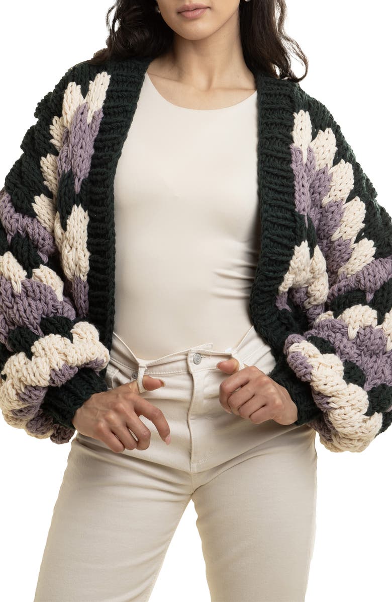 SAACHI Camilla Open Front Crop Cardigan, Main, color, Navy