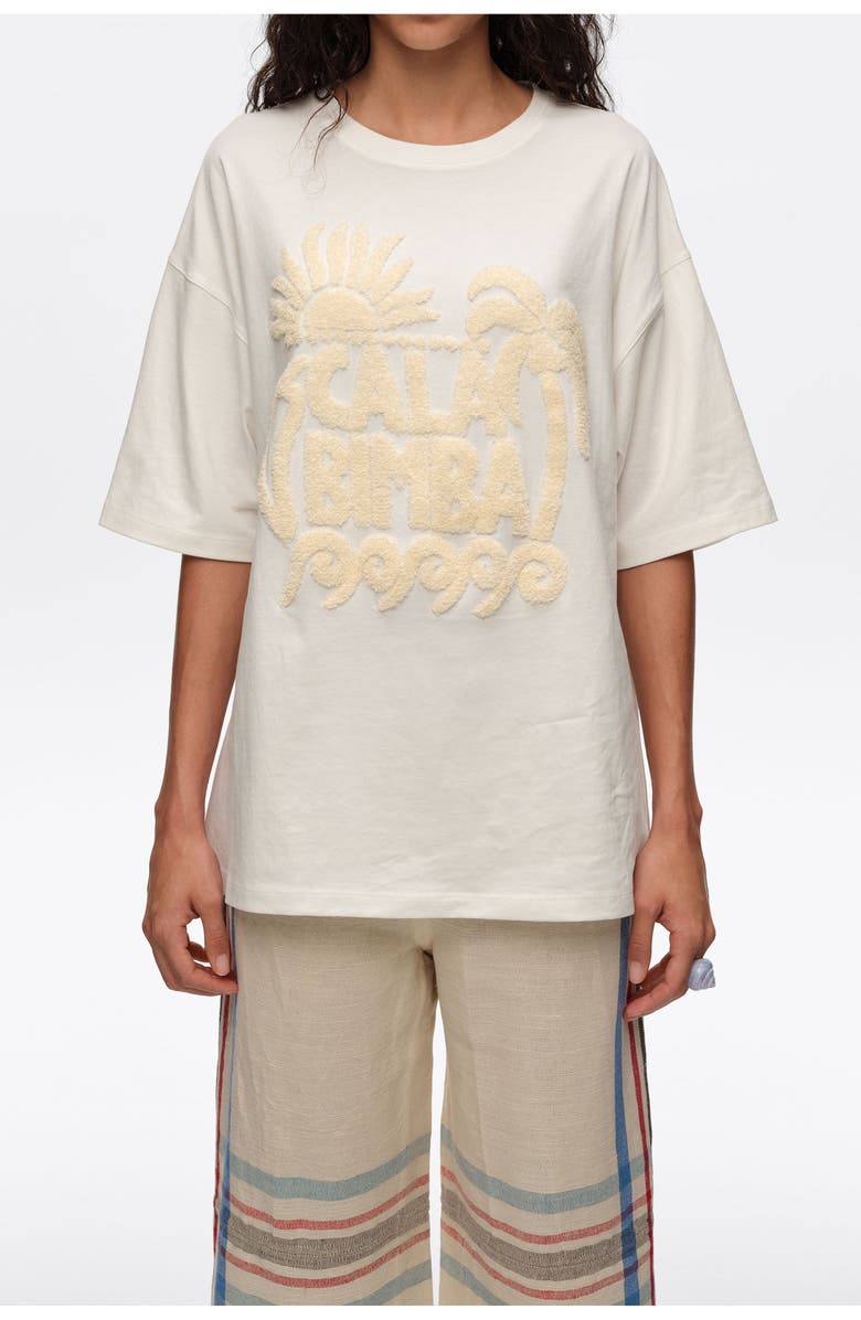 Bimba y Lola Toweling Logo T-Shirt, Alternate, color, Ivory