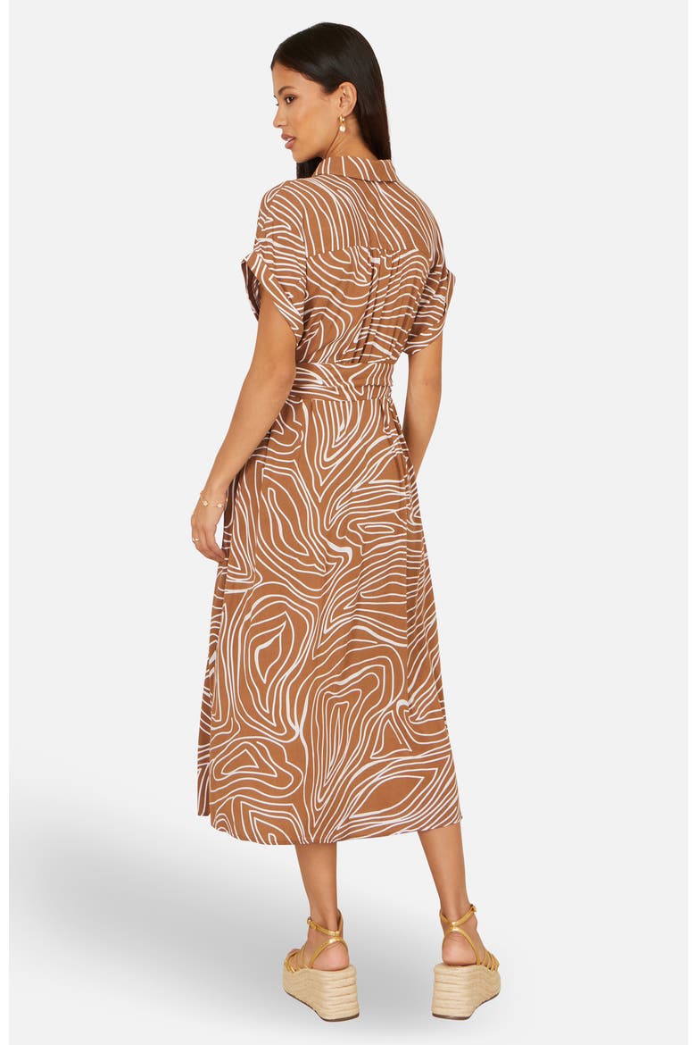 Abstract Swirl Print Relaxed Midi Dress, Alternate, color, Brown