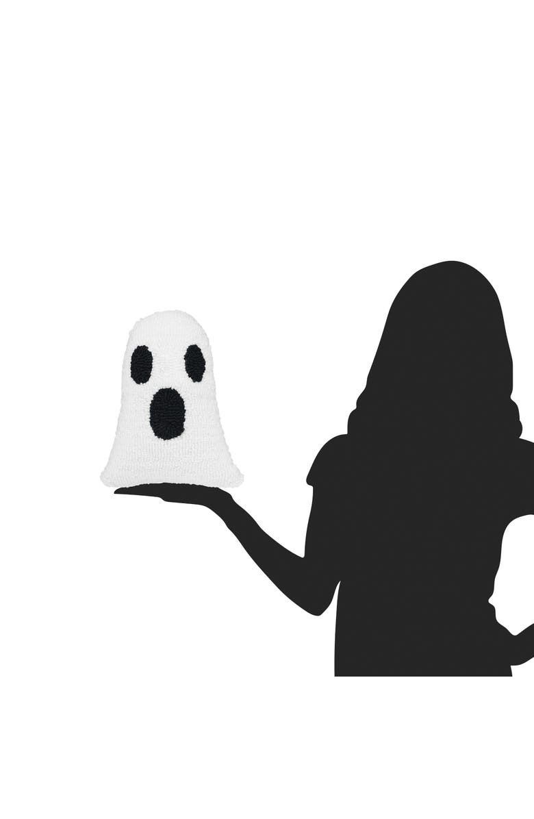 C&F Home Ghost Shaped Halloween Hooked Small/Petite Accent Pillow, 8" x 10", Alternate, color, White