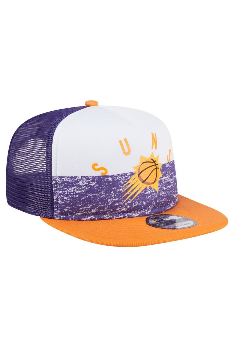 Men's New Era Purple Phoenix Suns Arch A-Frame Trucker 9FIFTY Snapback Hat, Alternate, color, Purple