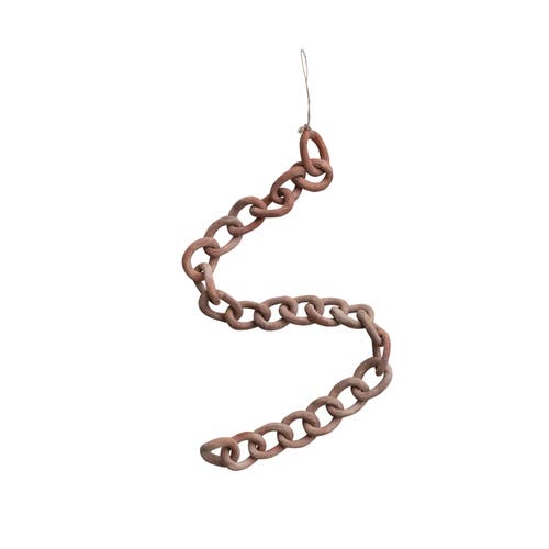Storied Home Long Handmade Terra-cotta Chain Decor, Distressed Finish In Brown