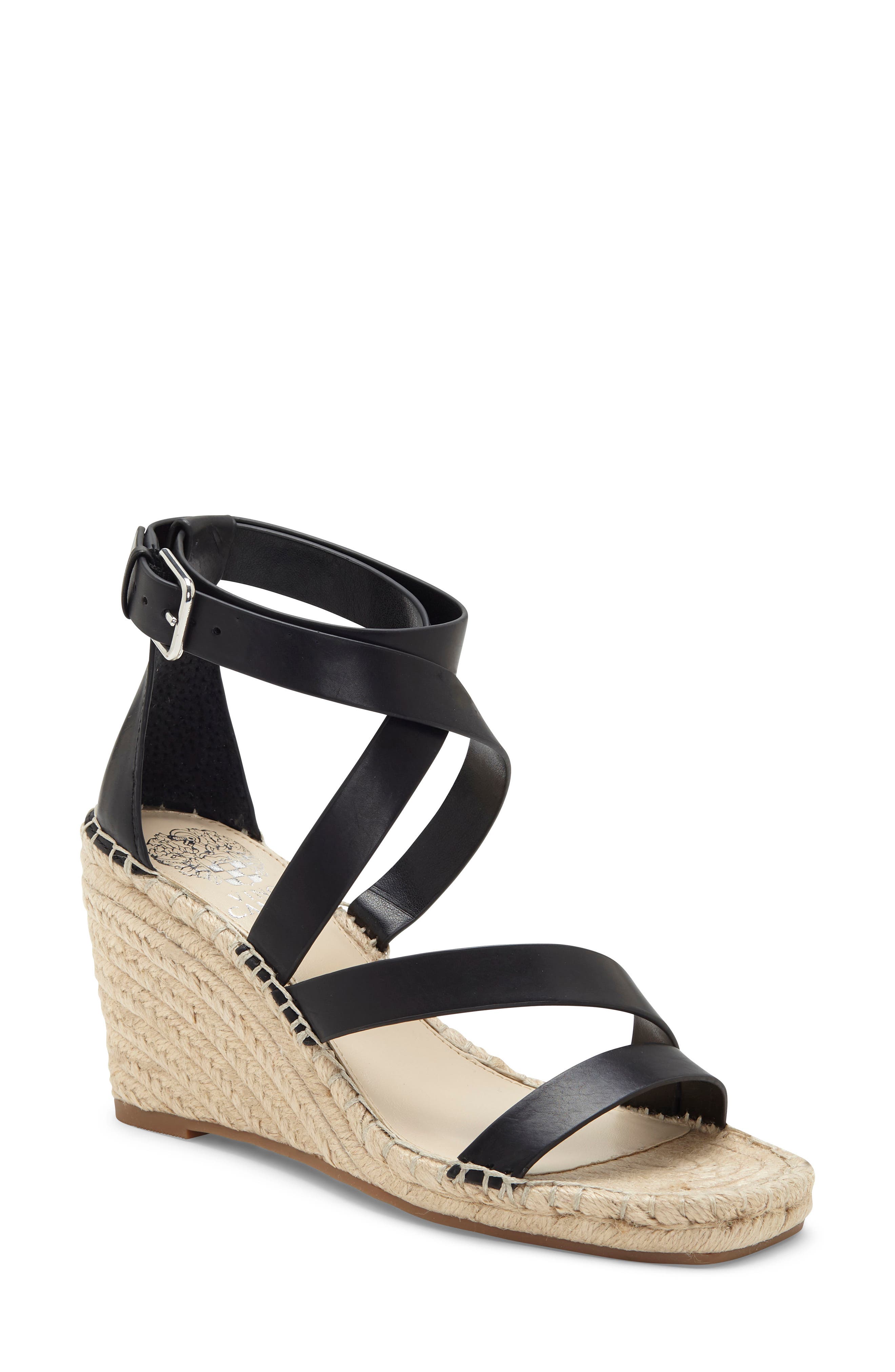 Vince Camuto Mesteria leather-strap espadrille wedge sandal in natural