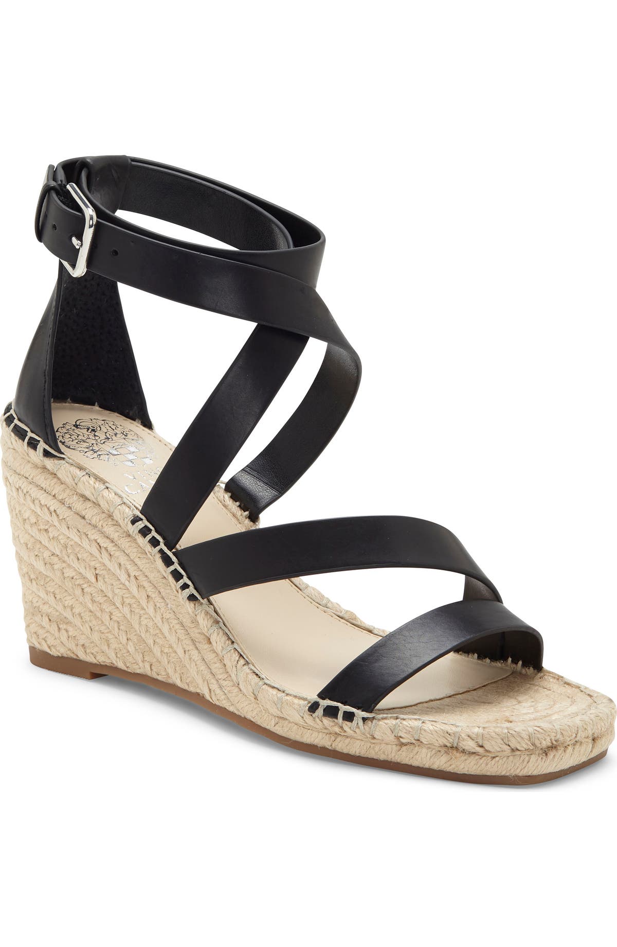 Vince Camuto Mesteria leather-strap espadrille wedge sandal in natural