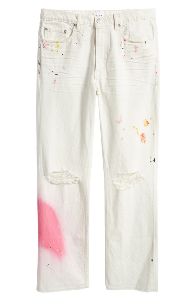 FRAME The Boxy Raw Hem Straight Leg Jeans, Alternate, color, Ecru Spray