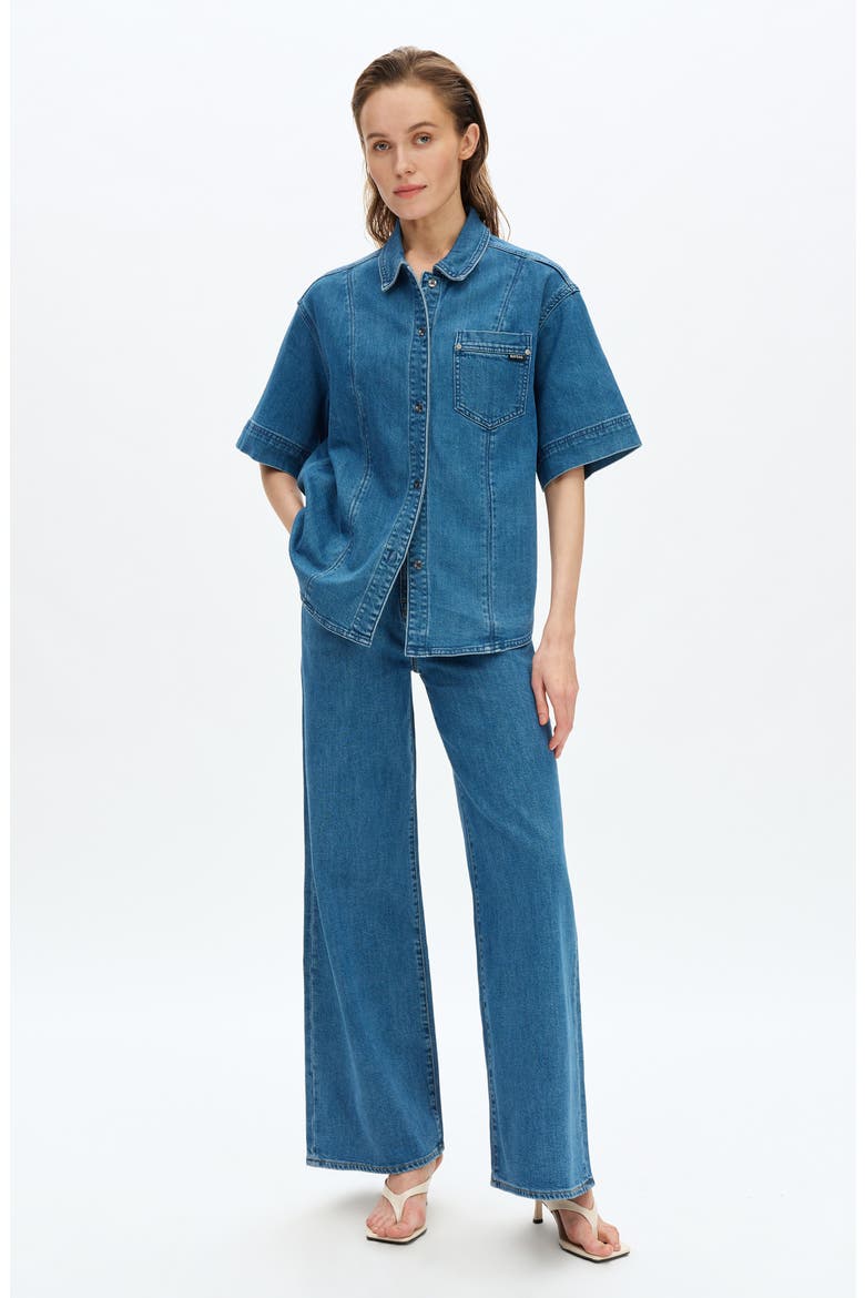 Zephyrine Denim Button-Up Shirt, Alternate, color, MEDIUM BLUE