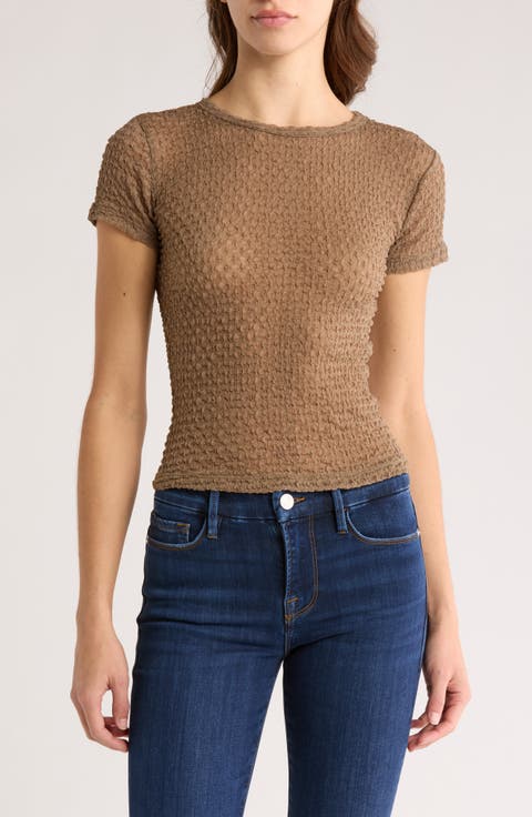 Textured Semisheer Mesh T-Shirt