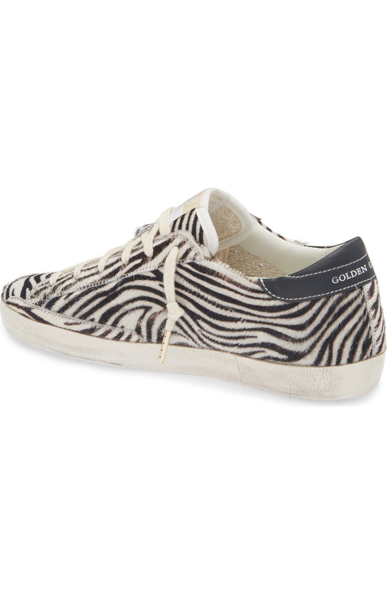 Golden Goose Super-Star Zebra Print Genuine Calf Hair Low Top Sneaker, Alternate, color, White/ Black/ Platinum