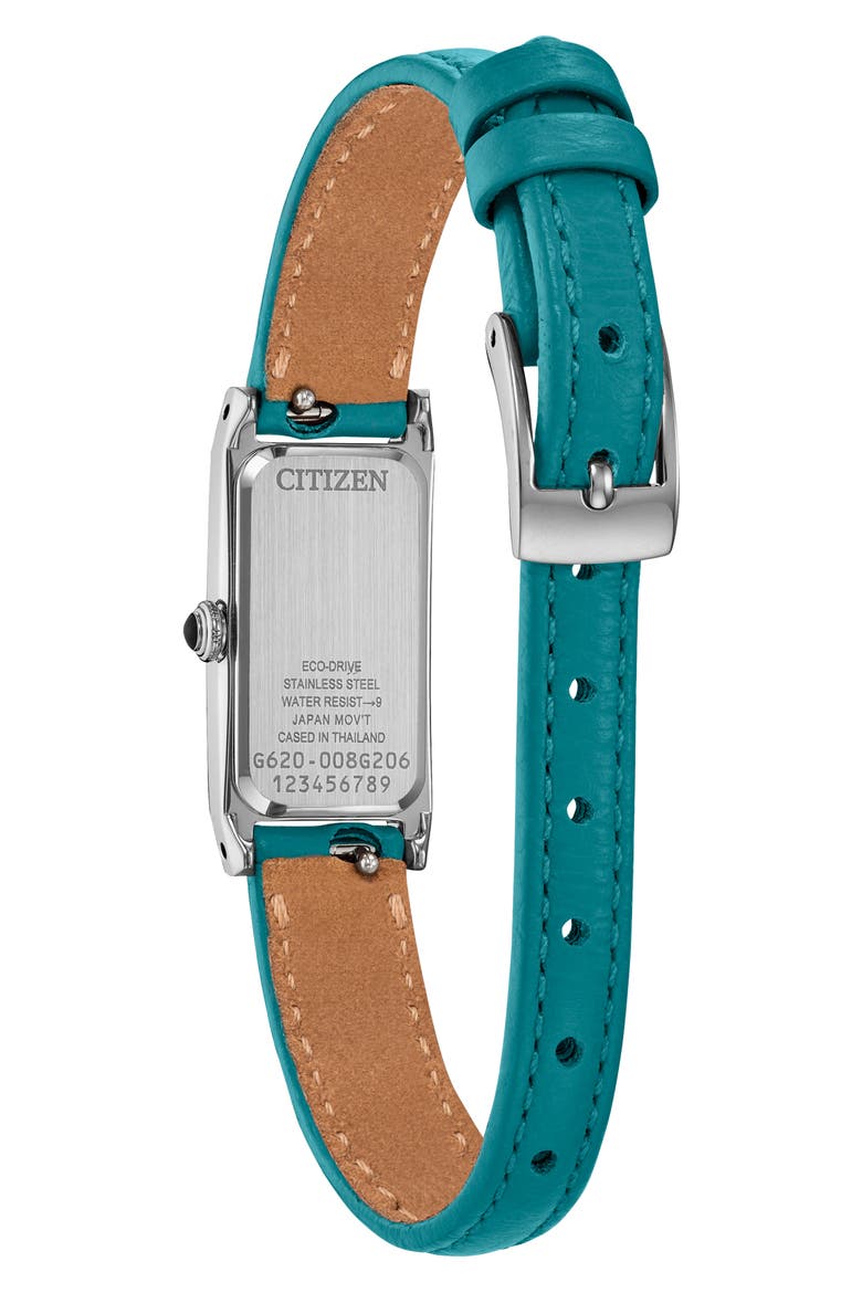 Fio Tank Aquamarine Leather Strap Watch, 14.3mm x 30.7mm, Alternate, color, TURQUOISE