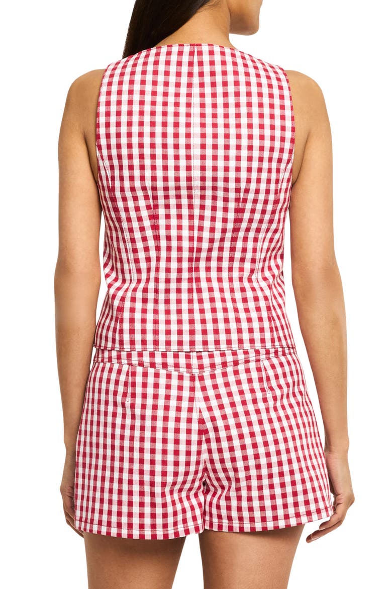 Lovina Mini Gingham Stretch Cotton Top, Alternate, color, CHILI PEPPER/ WHITE