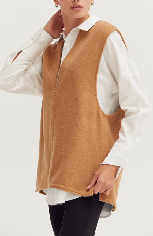 Crescent Wool Blend Felt Vest In Brown