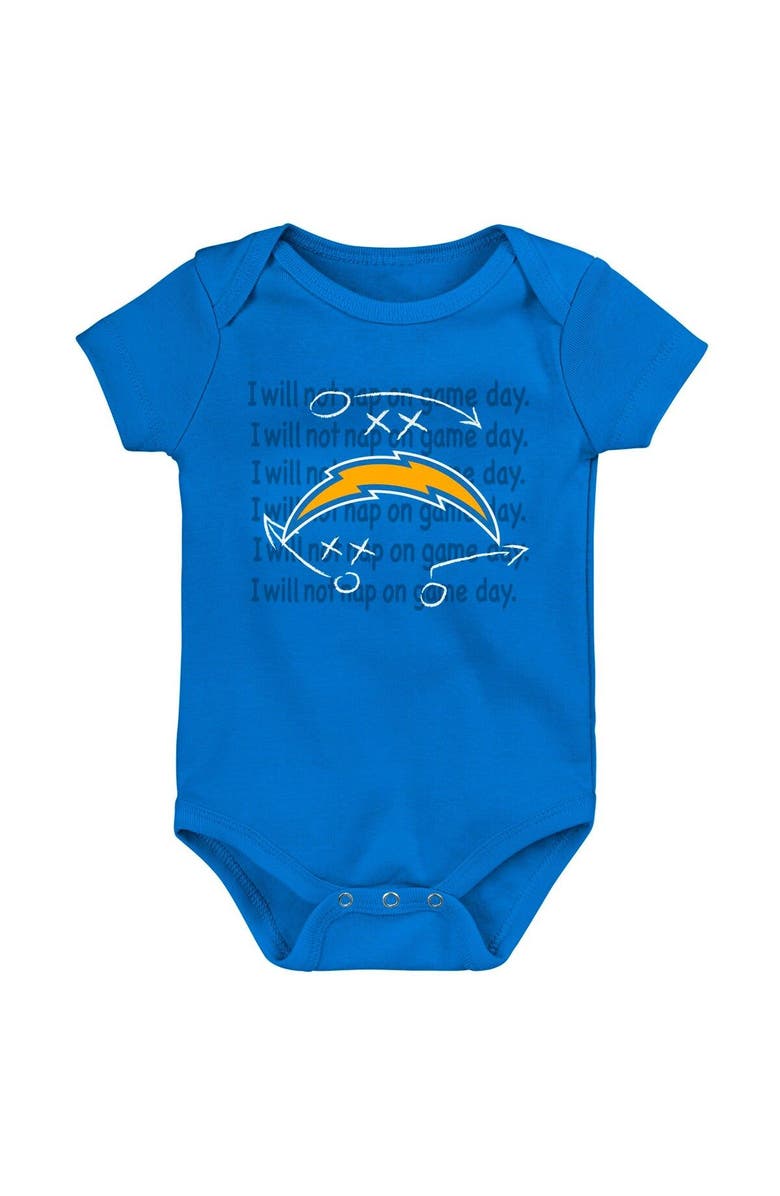 Outerstuff Newborn & Infant Gold/Powder Blue/Heather Gray Los Angeles Chargers Three-Pack Eat, Sleep & Drool Retro Bodysuit Set, Alternate, color, Gold