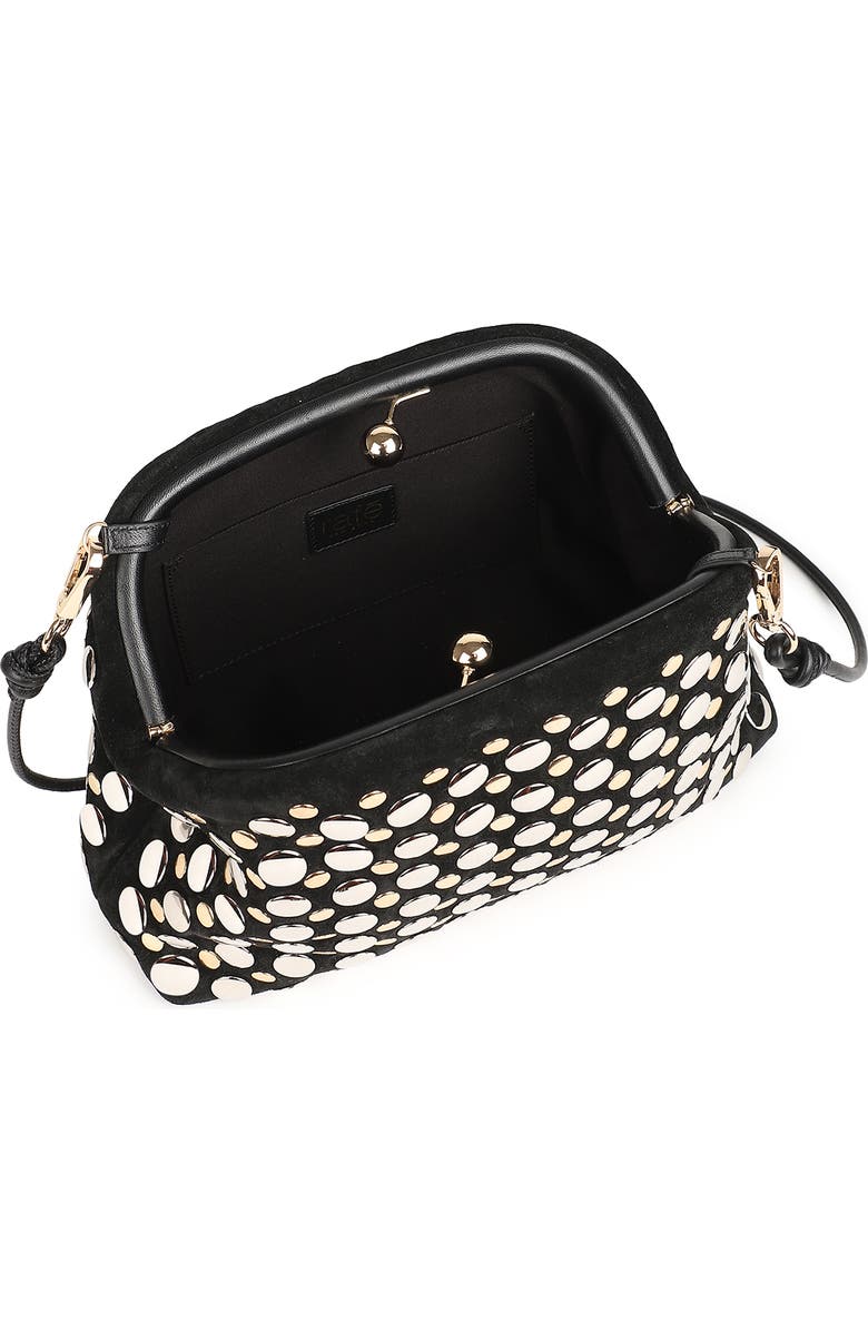 Rafe New York Aya Raffia Crochet Frame Clutch, Alternate, color, Black/ Gold
