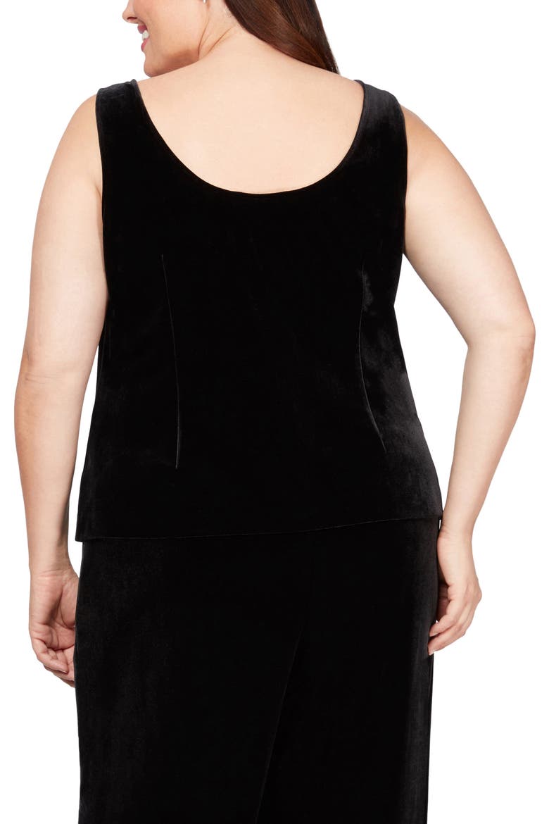 Velvet Tank Top & Jacket Set, Alternate, color, BLACK/WHITE
