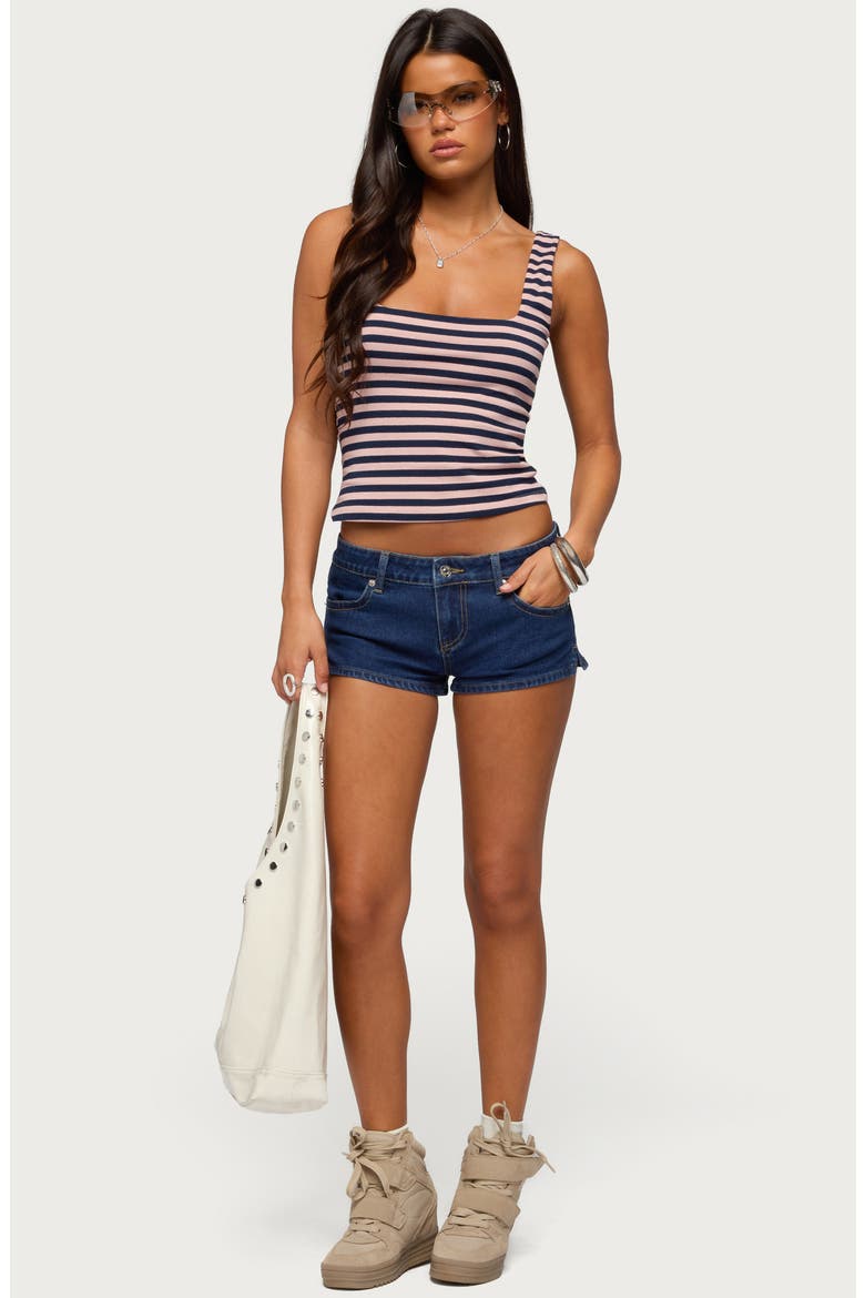 Stripe Square Neck Built-In Bra Crop Tank, Alternate, color, PINK-AND-NAVY