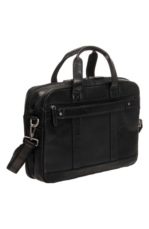 Mancini Double Compartment Leather Briefcase In Black