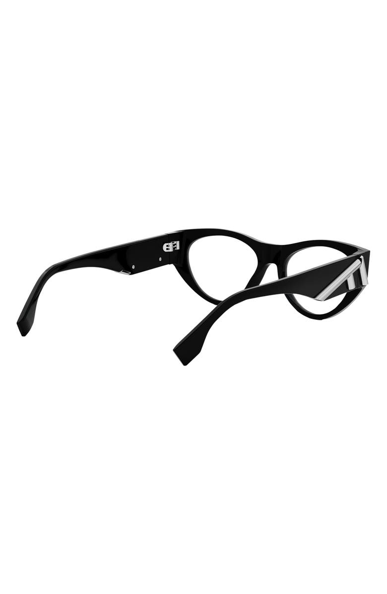 Fendi First 52mm Cat Eye Optical Glasses, Alternate, color, Shiny Black