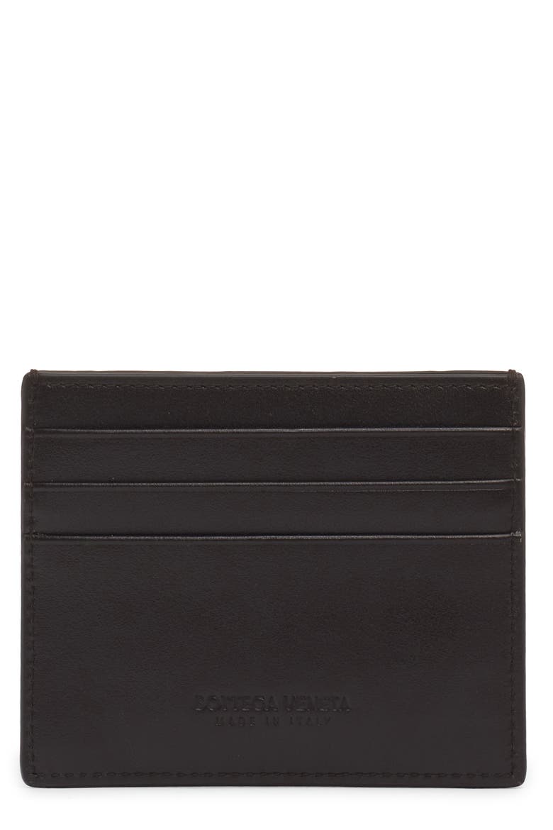 Intrecciato Leather Card Case, Main, color, 2145 FONDANT-SILVER
