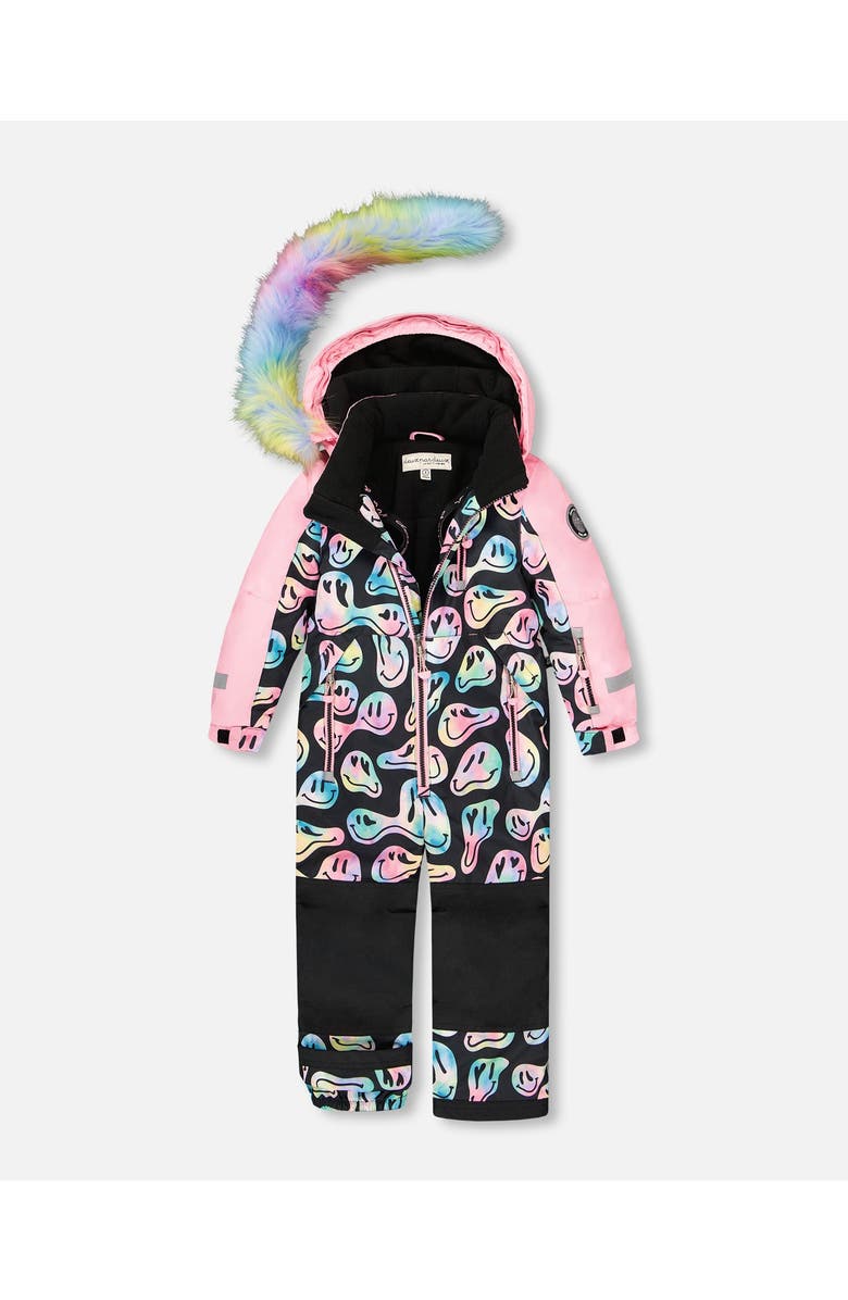 Deux par Deux One-Piece Play Snowsuit, Alternate, color, Smiley Face Girl