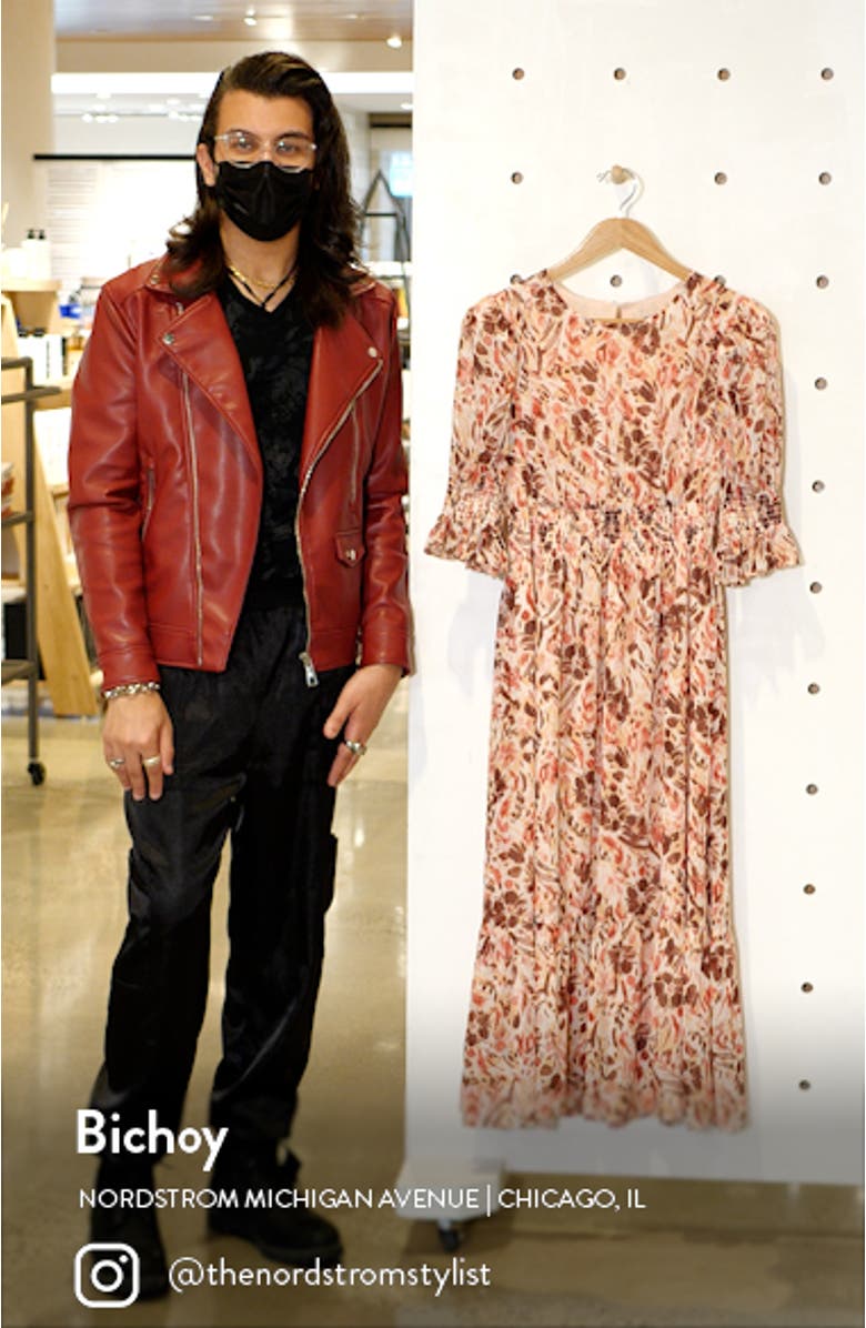 Floral Print Smocked Maxi Dress, sales video thumbnail