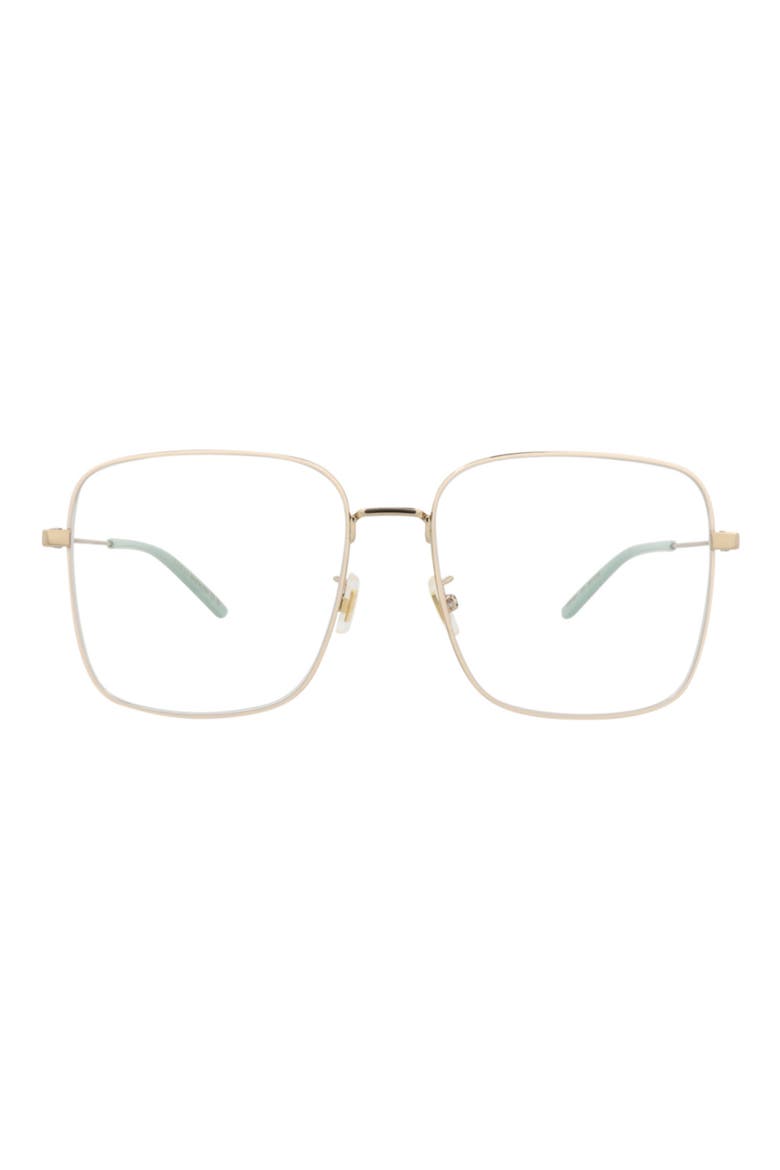 56mm Square Optical Glasses, Main, color, GOLD GOLD TRANSPARENT