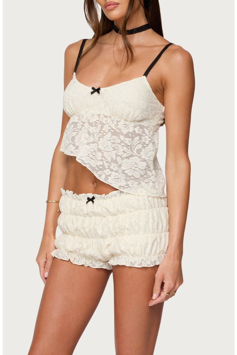 Este Textured Lace Asymmetric Hem Top, Alternate, color, CREAM