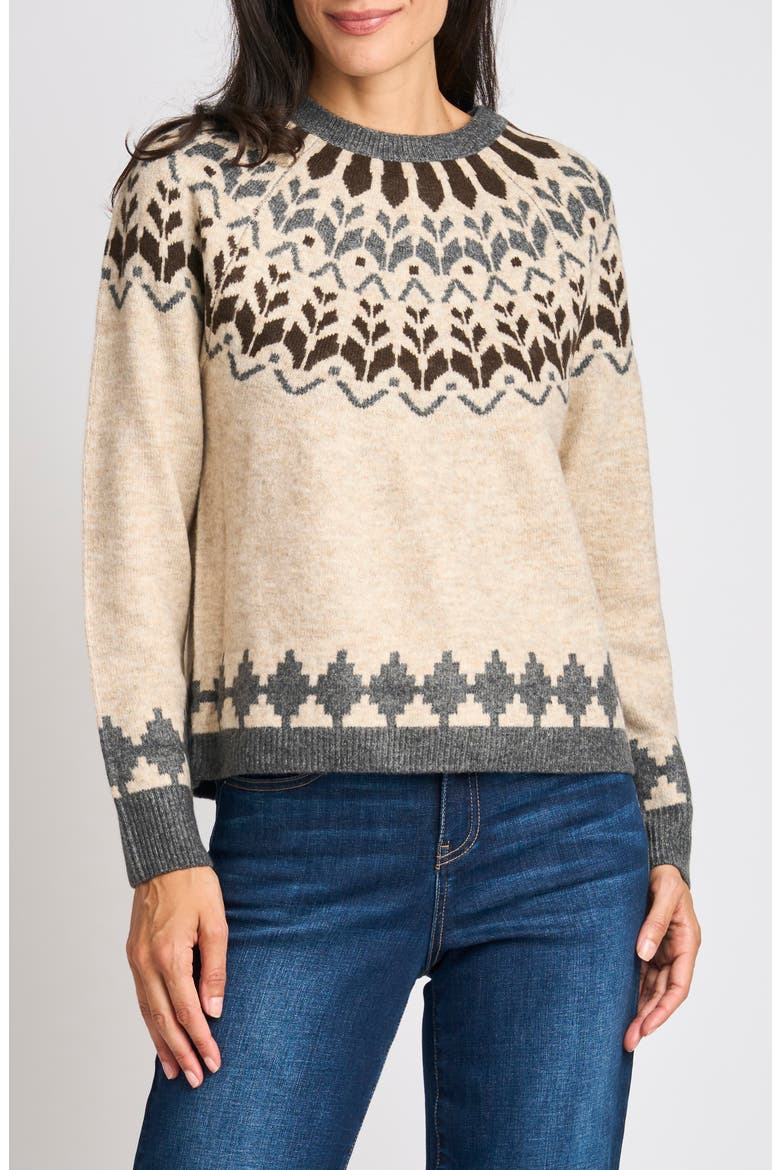 Fair Isle Crewneck Sweater, Main, color, OATMEAL
