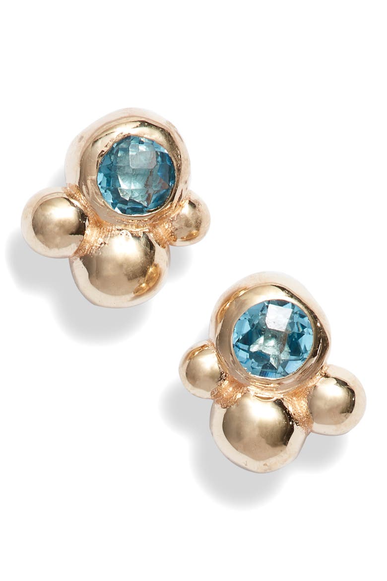 Bubbling Brook Dew Drop Stud Earrings, Main, color, BLUE