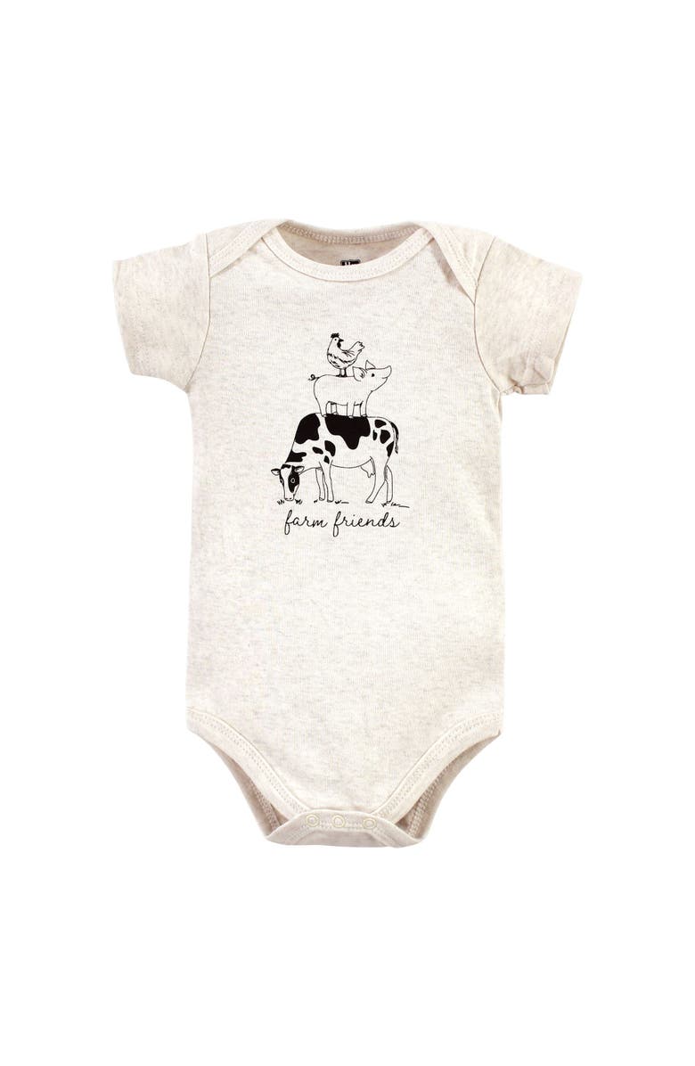 Hudson Baby Five-Piece Set of Cotton Infant All-in-One Bodysuits, Alternate, color, Neutral Farm