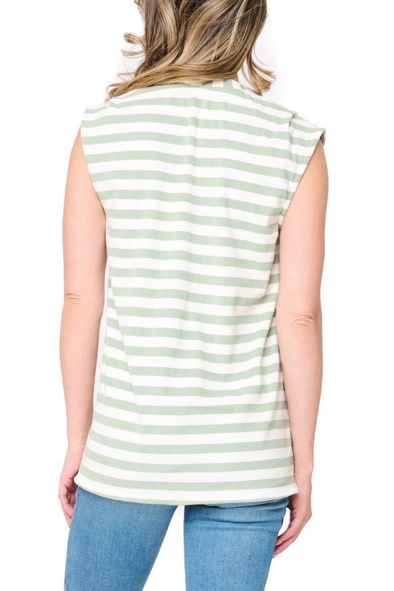 The Favorite Luxe Stripe V-Neck Jersey Top, Alternate, color, SAGE/ WHITE STRIPE