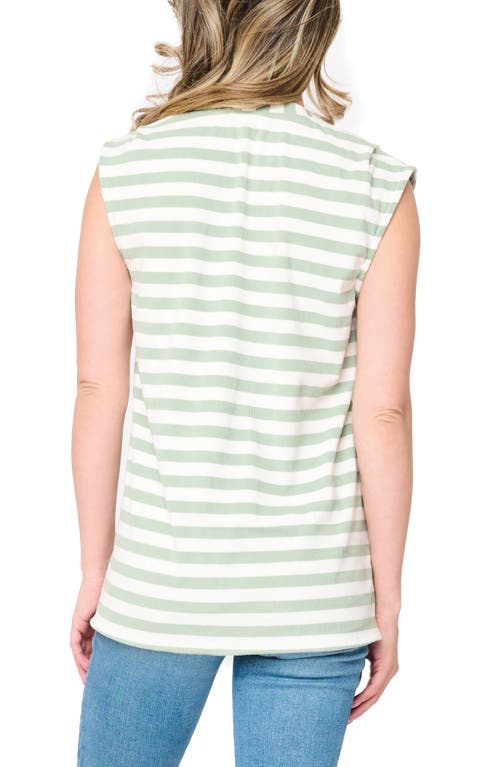 Gibsonlook The Favorite Luxe Stripe V-neck Jersey Top In Green