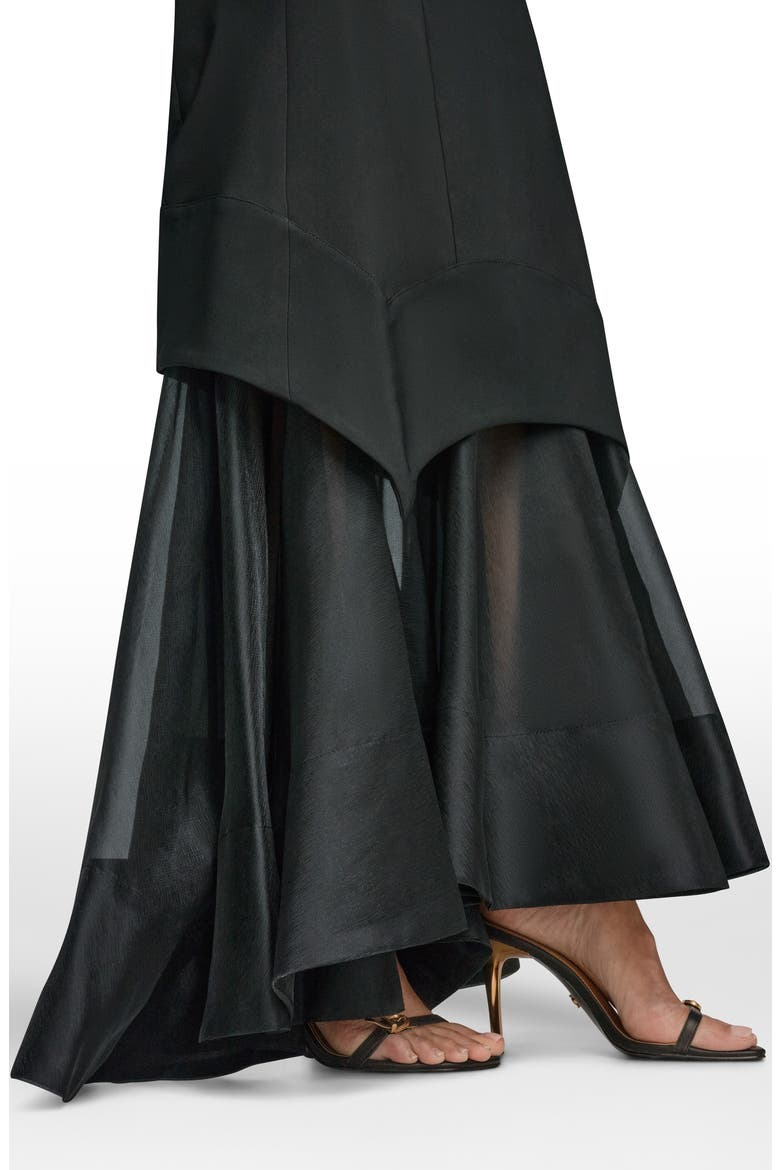 Strapless Scuba Knit & Organza Mermaid Gown, Alternate, color, BLACK/ BLACK