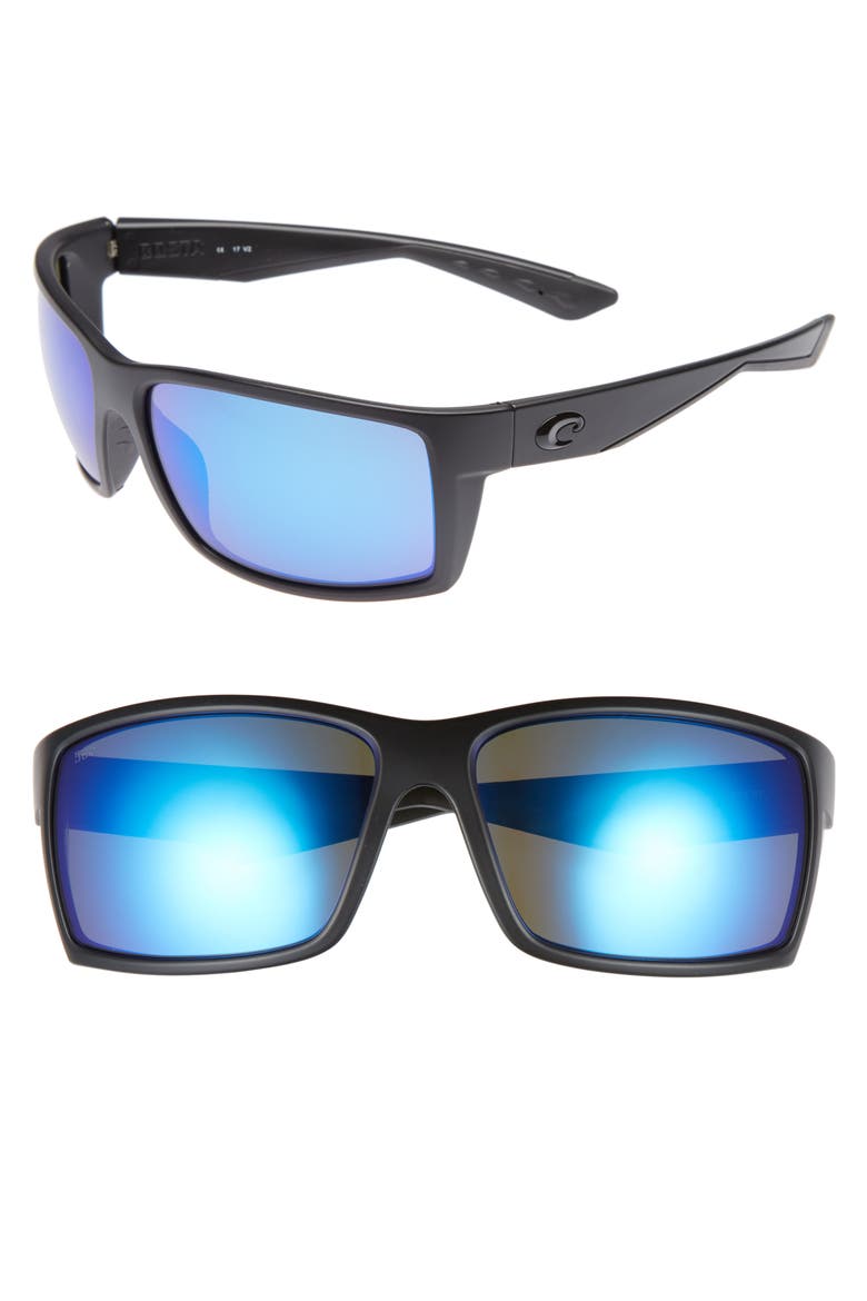 Reefton 65mm Polarized Sunglasses, Main, color, BLACKOUT/ BLUE MIRROR