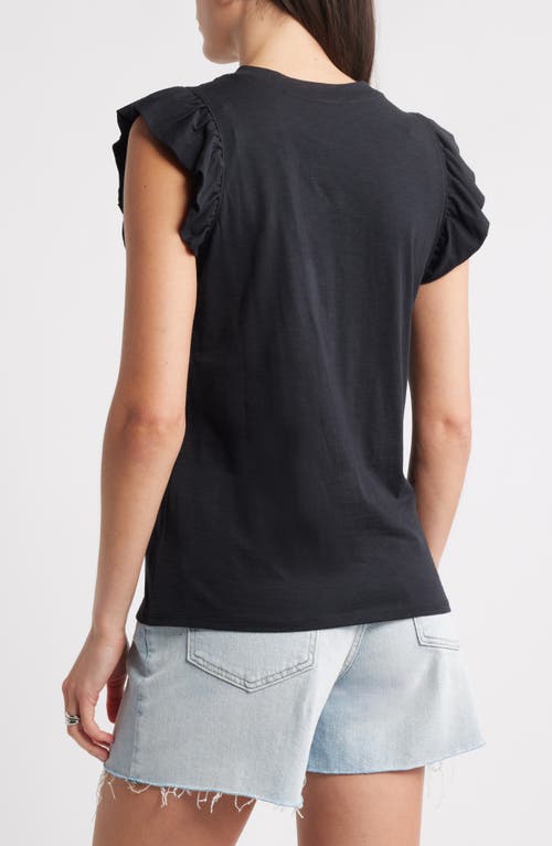 Caslonr Caslon(r) Ruffle Sleeveless Pima Cotton Top In Black