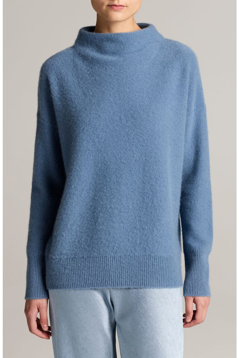 Boiled Cashmere Funnel Neck Pullover, Main, color, BLUE SLATE
