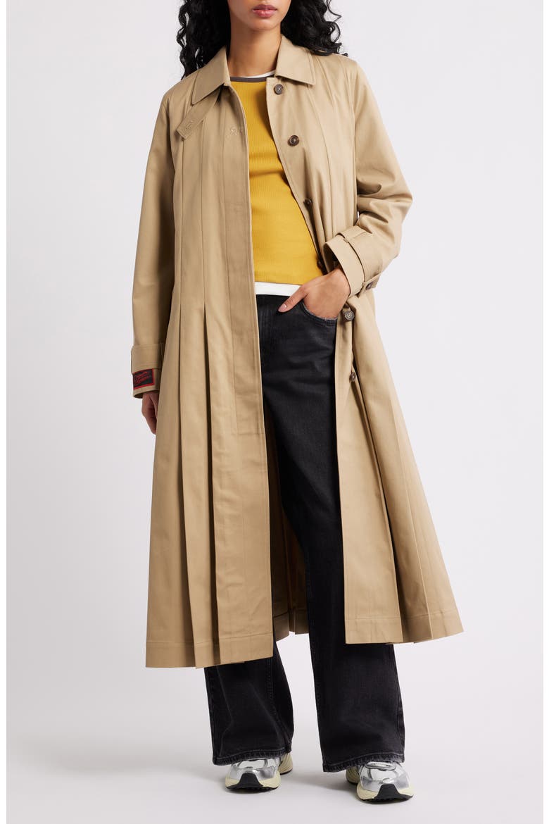 Sofia Pleated Belted Trench Coat, Alternate, color, STONE