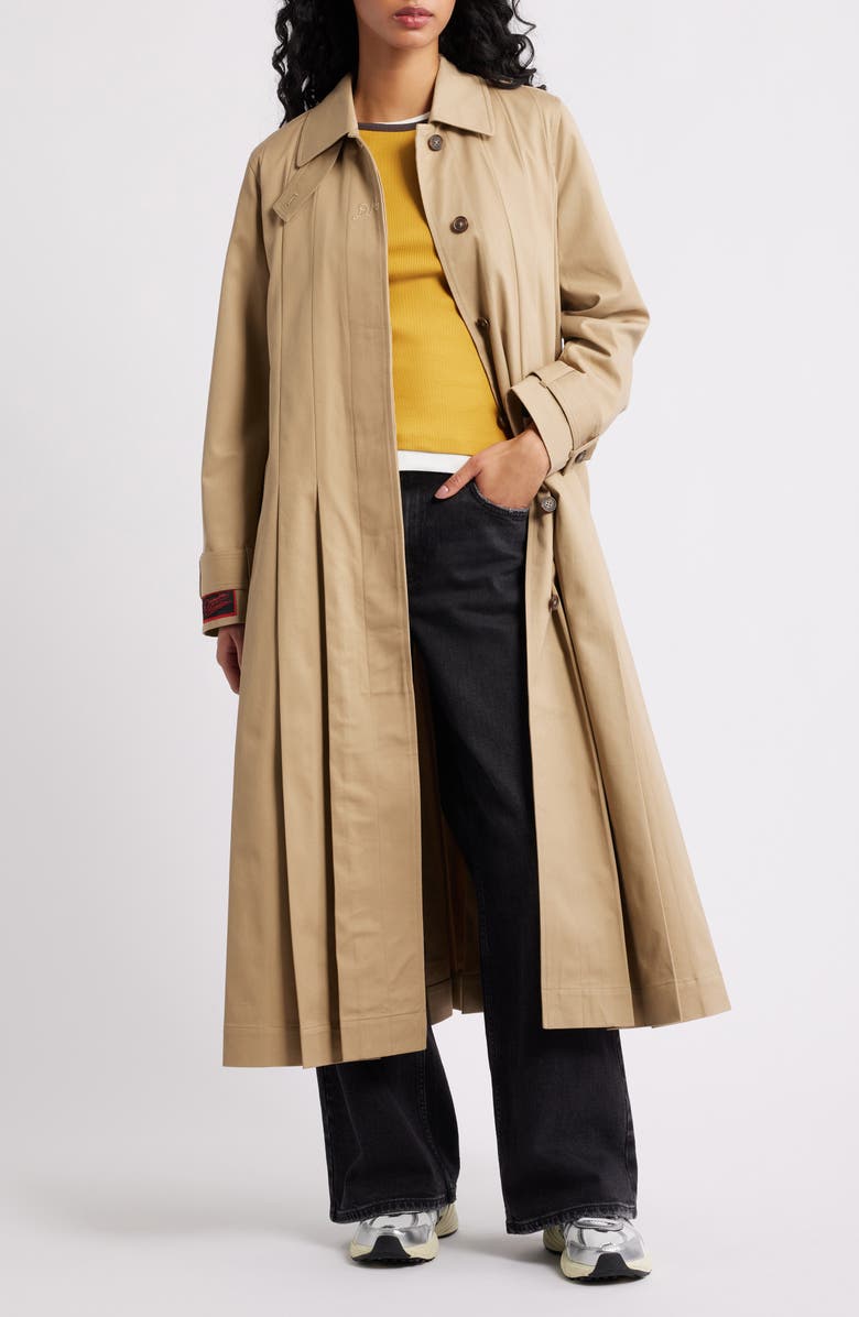 Damson Madder Sofia Pleated Belted Trench Coat, Alternate, color, Stone