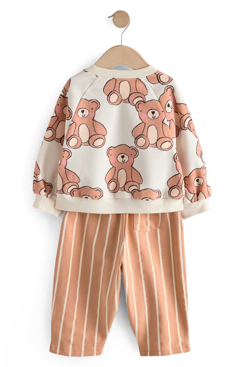 Kids' Bear Sweatshirt & Striped Sweatpants Set, Alternate, color, NEUTRAL