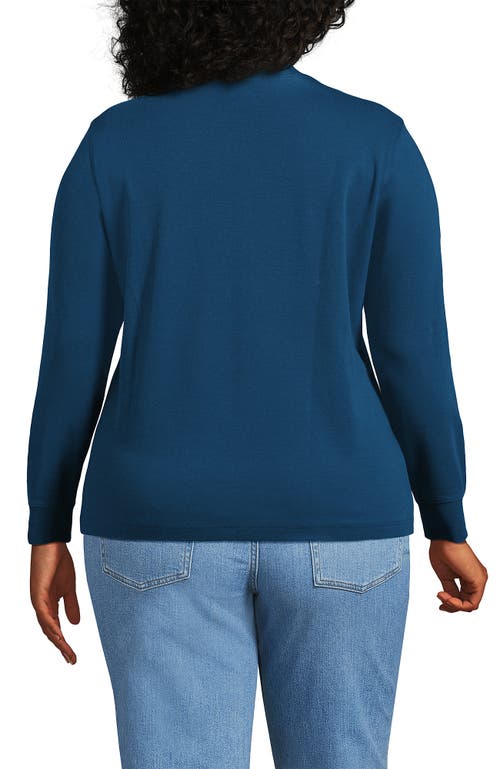 Lands' End Relaxed Cotton Long Sleeve Mock Turtleneck In Blue