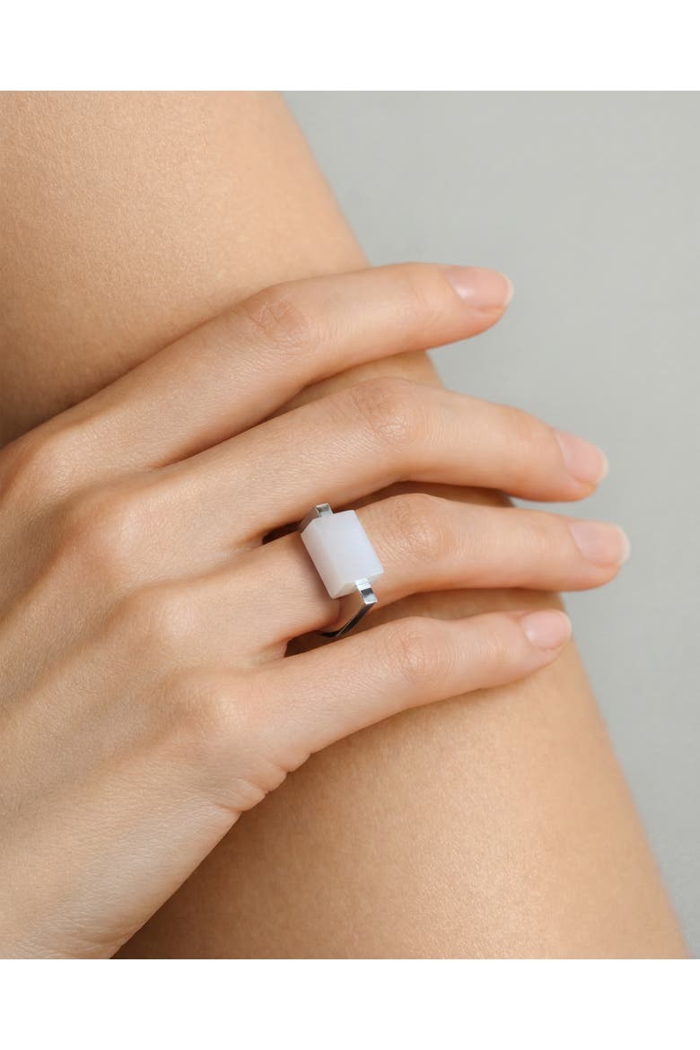 Year of the Horse Hanbai Jade Saddle Ring, Alternate, color, White
